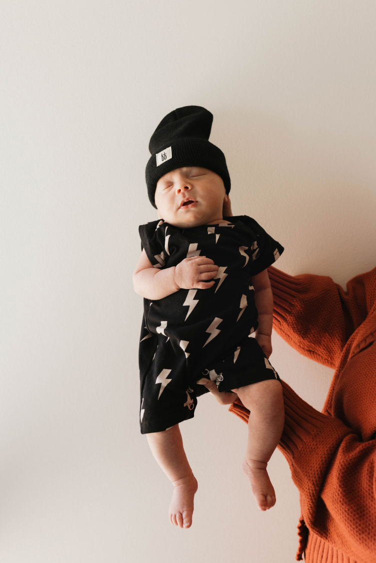 Black & White Lightning Bolt | T-Shirt Romper
