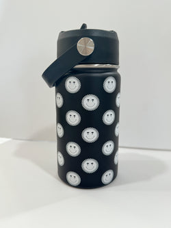 Black Summer Smiley Check Water Bottle