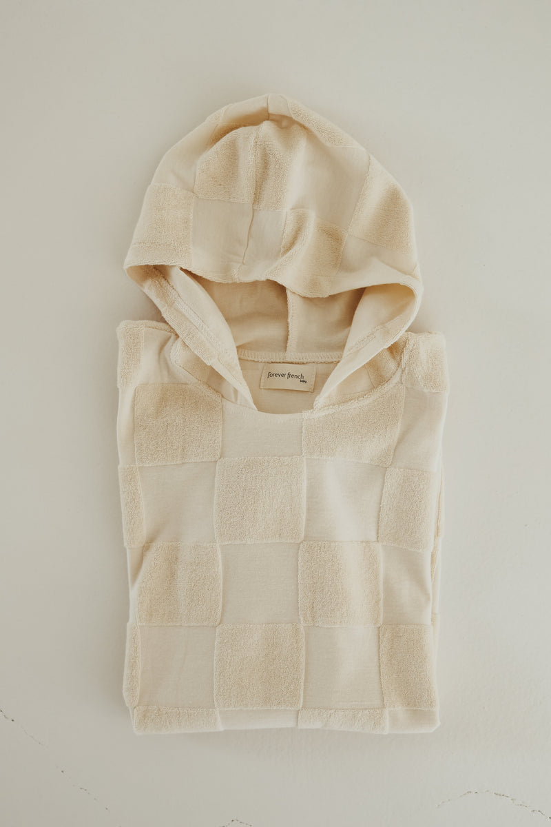 Cream Checkerboard | Hooded Towel