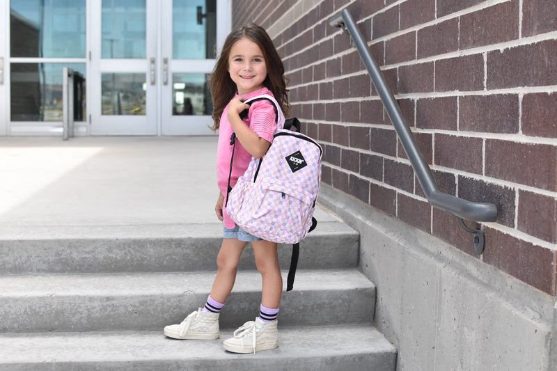 Mid-size Pink Checkered Backpack