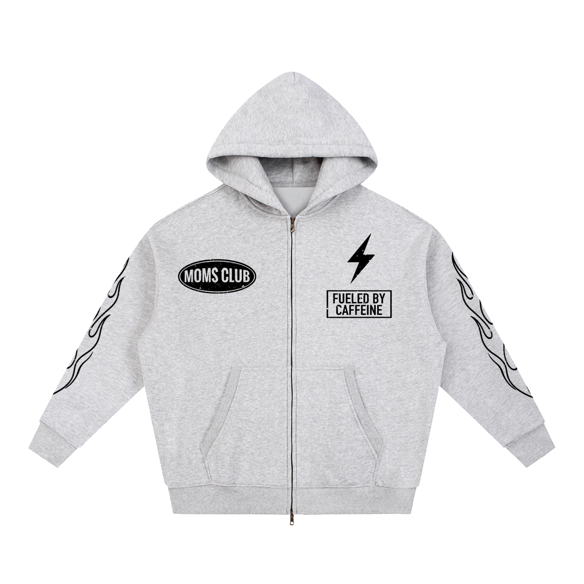 Caffeinated Chaos Zip-Up Hoodie- Gray
