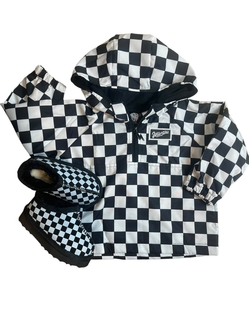 Storm Chaser Checkered Windbreaker- Black