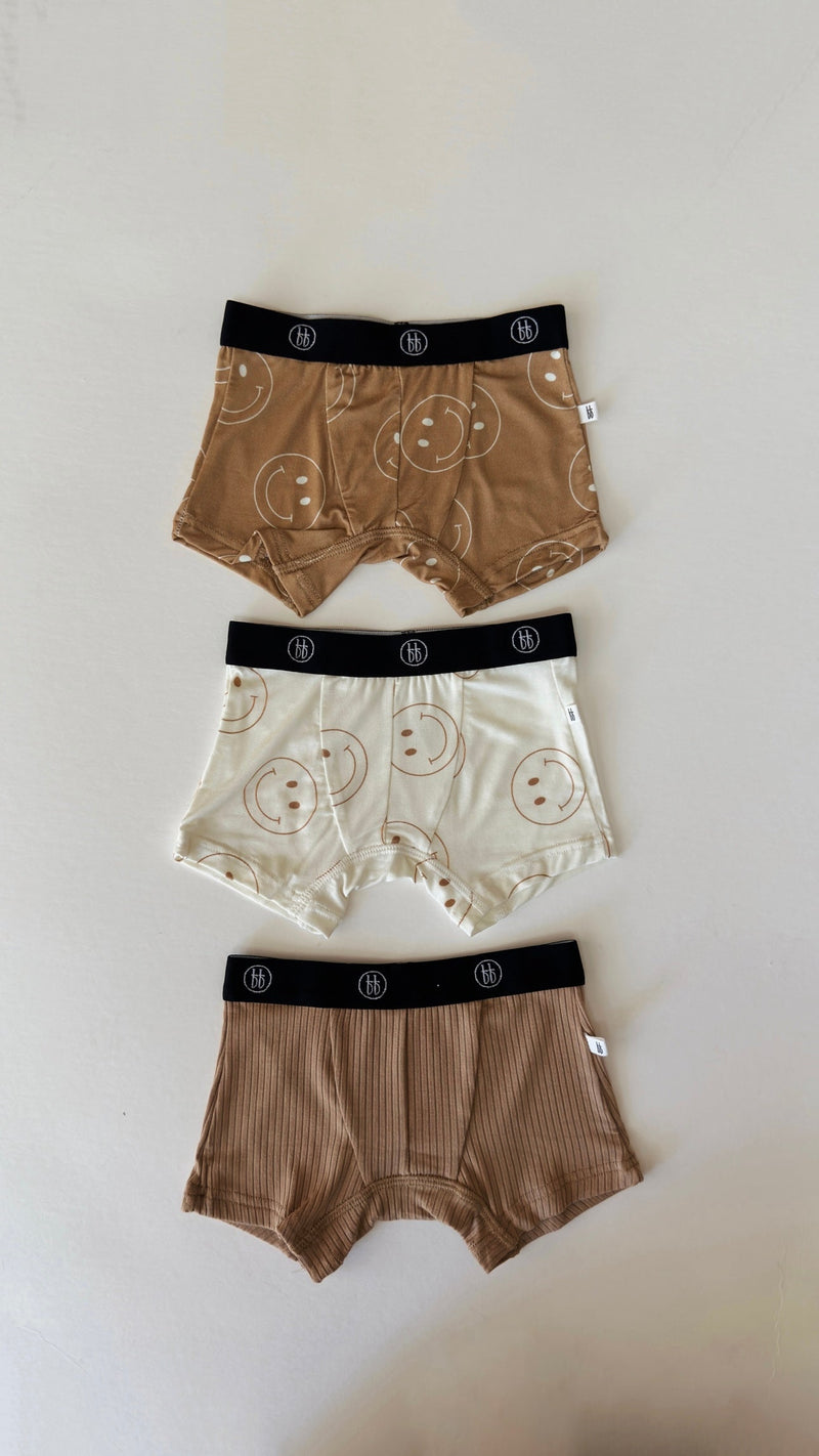 Tan & Ivory Smile | Bamboo Boxers (3 Pack)