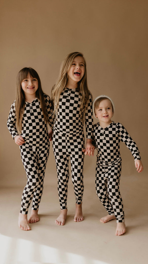 Black Checkered | Bamboo Two Piece Pajamas