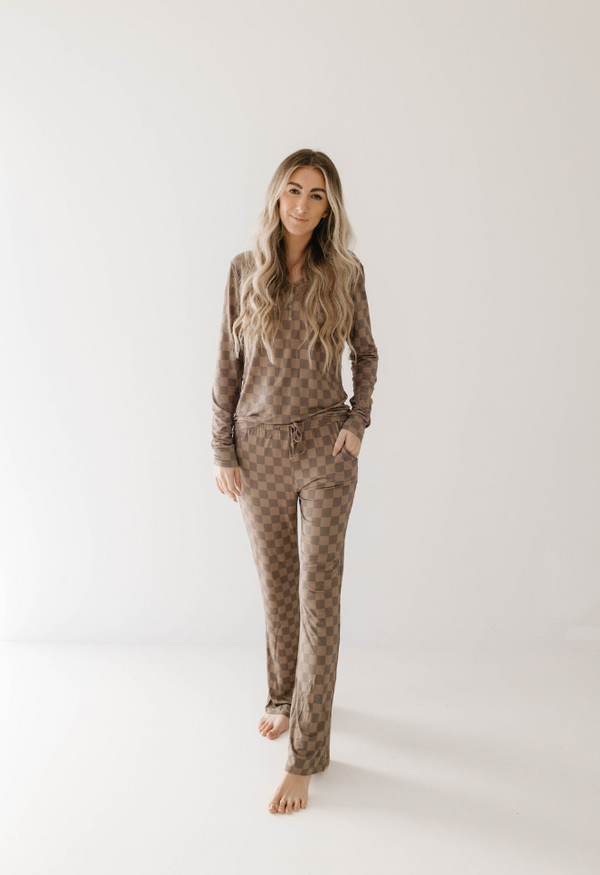 Faded Brown Checkerboard | Women's Bamboo Pajamas