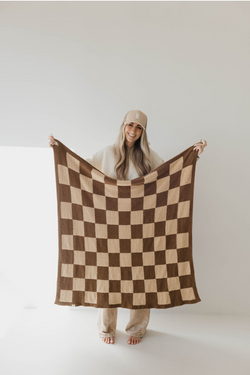 Brown Sugar Checkerboard | Plush Blanket