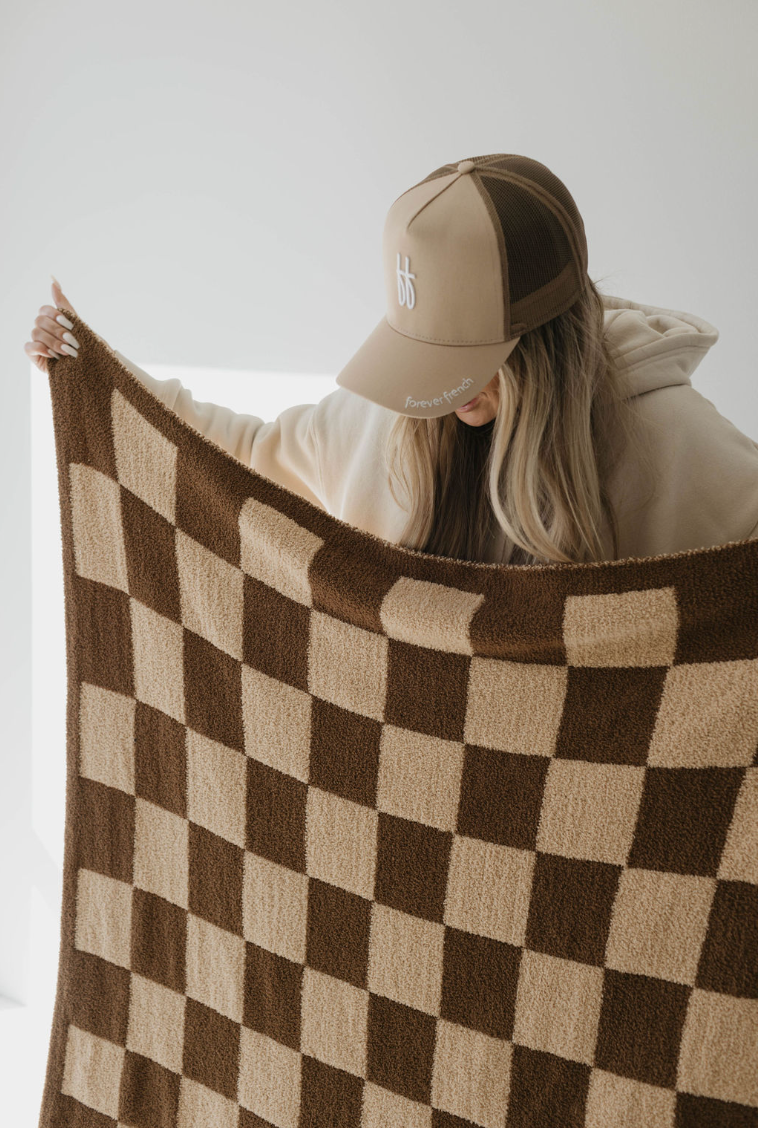 Brown Sugar Checkerboard | Plush Blanket