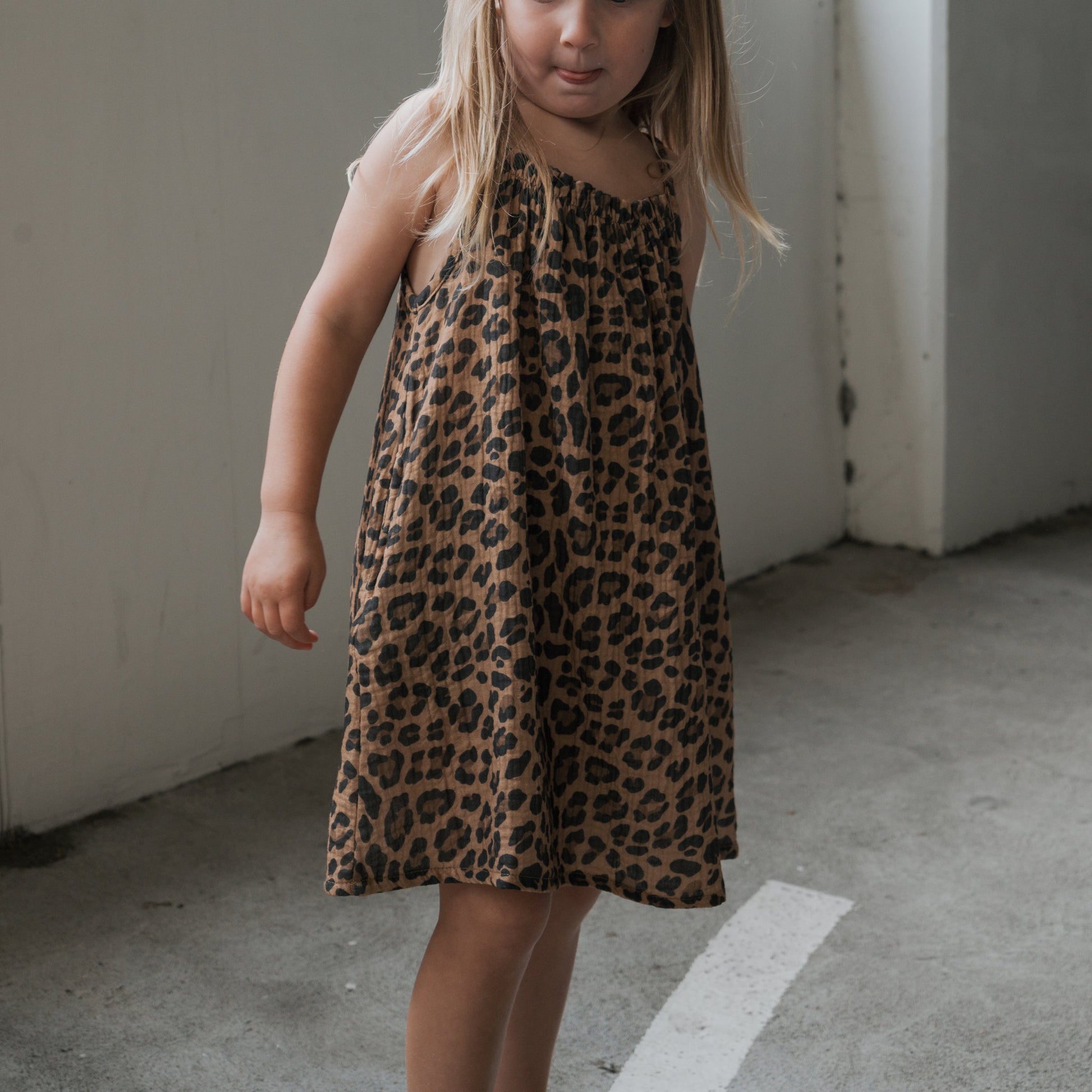 Child Muslin Sleeveless Dress | Leopard