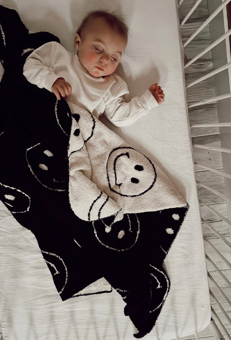 Just Smile Black & Ivory | Plush Blanket