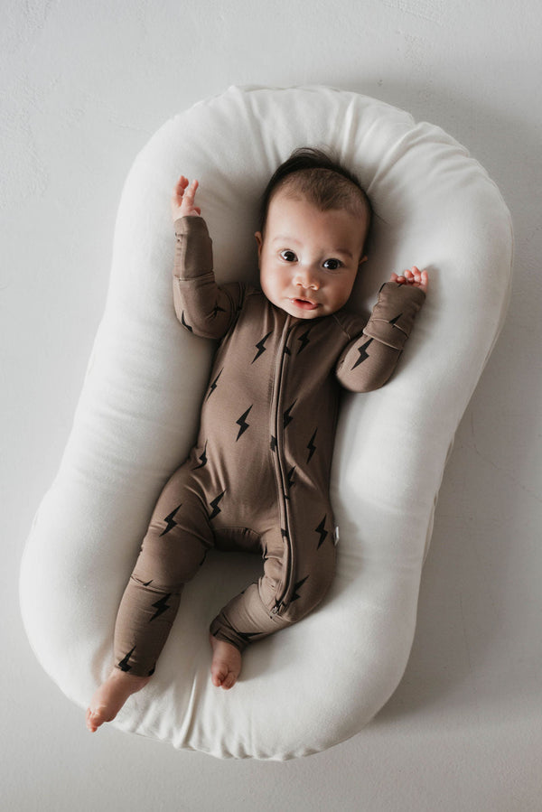 Brown & Black Lightning Bolt | Bamboo Zip Pajamas