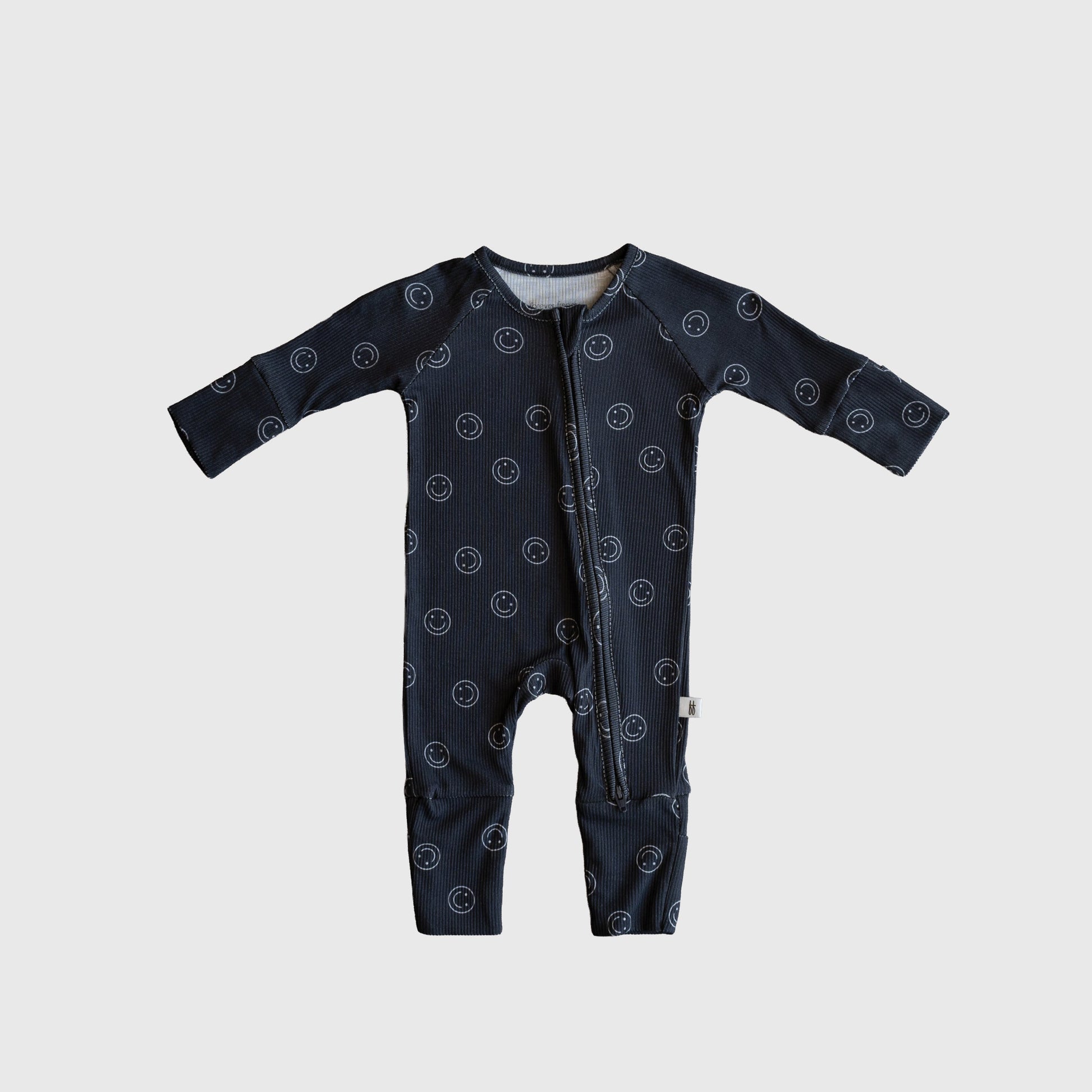 Bamboo Zip Pajamas | Smiley Ribbed