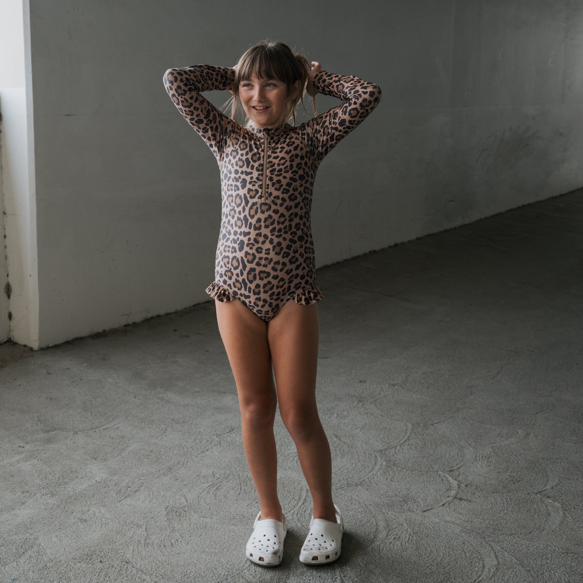 *PRE-ORDER* Girl's Long Sleeve Swimsuit | Leopard